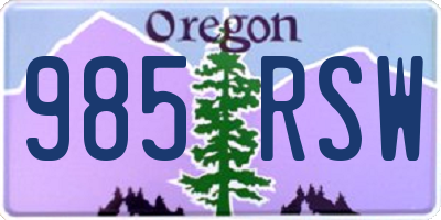OR license plate 985RSW