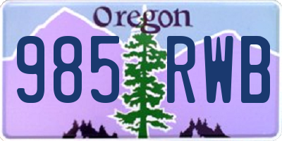 OR license plate 985RWB