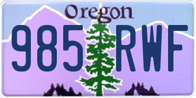 OR license plate 985RWF
