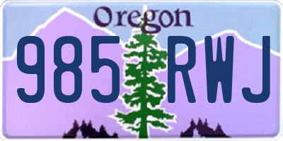 OR license plate 985RWJ