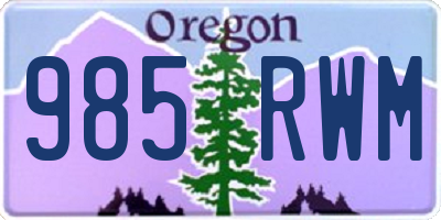 OR license plate 985RWM