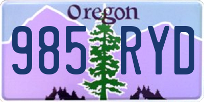 OR license plate 985RYD