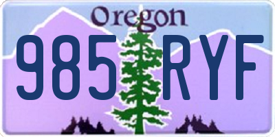 OR license plate 985RYF