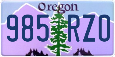 OR license plate 985RZO
