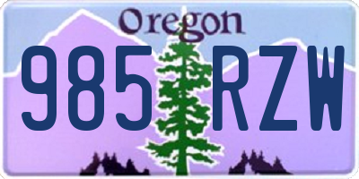 OR license plate 985RZW
