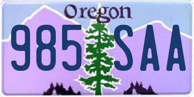OR license plate 985SAA