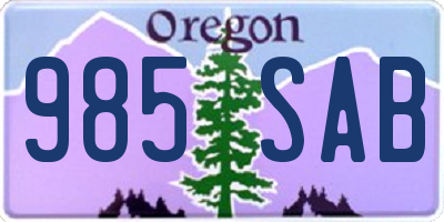 OR license plate 985SAB