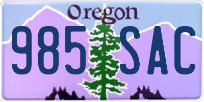OR license plate 985SAC