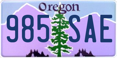 OR license plate 985SAE
