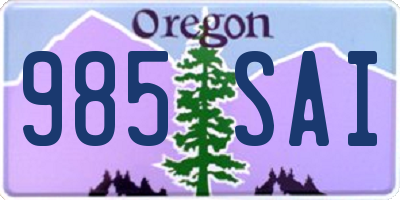 OR license plate 985SAI