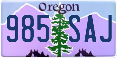 OR license plate 985SAJ