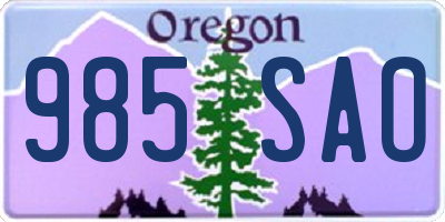 OR license plate 985SAO