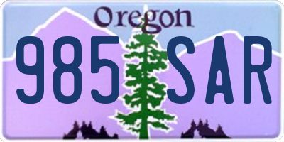 OR license plate 985SAR