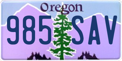 OR license plate 985SAV