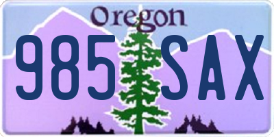 OR license plate 985SAX