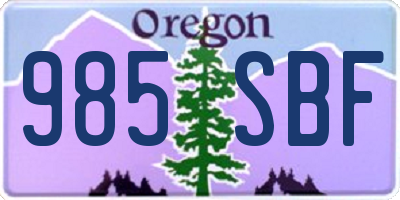 OR license plate 985SBF