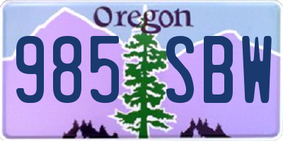 OR license plate 985SBW