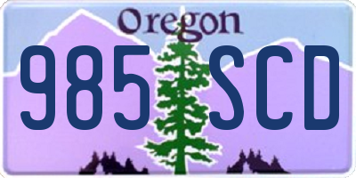 OR license plate 985SCD
