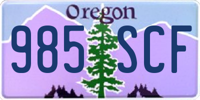 OR license plate 985SCF