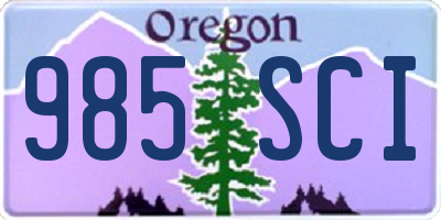 OR license plate 985SCI