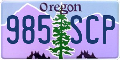 OR license plate 985SCP