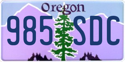 OR license plate 985SDC