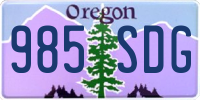 OR license plate 985SDG