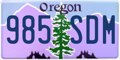 OR license plate 985SDM