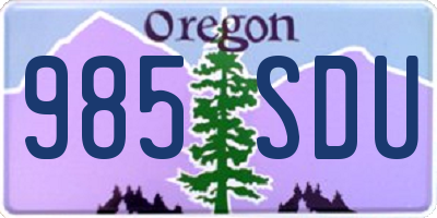 OR license plate 985SDU