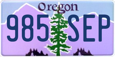 OR license plate 985SEP