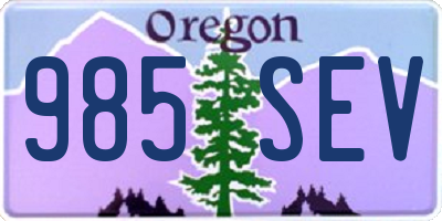 OR license plate 985SEV