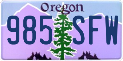 OR license plate 985SFW