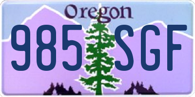 OR license plate 985SGF