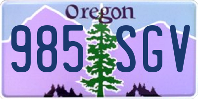 OR license plate 985SGV