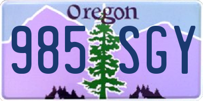 OR license plate 985SGY