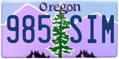 OR license plate 985SIM