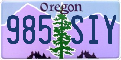 OR license plate 985SIY