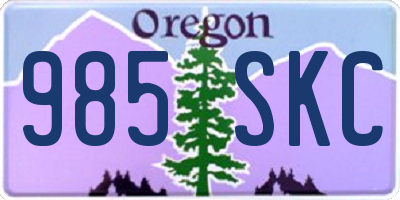 OR license plate 985SKC