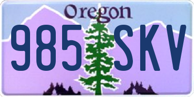 OR license plate 985SKV