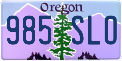 OR license plate 985SLO