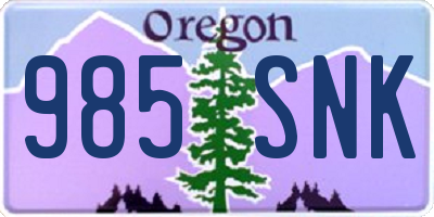OR license plate 985SNK