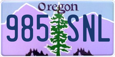 OR license plate 985SNL