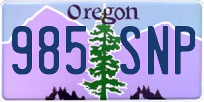 OR license plate 985SNP