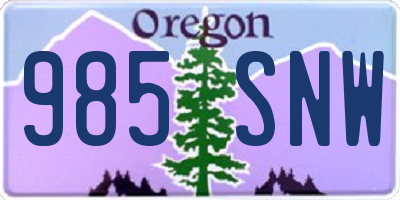 OR license plate 985SNW