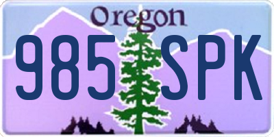 OR license plate 985SPK