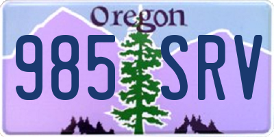 OR license plate 985SRV