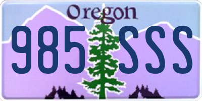 OR license plate 985SSS