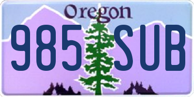OR license plate 985SUB