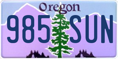 OR license plate 985SUN
