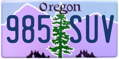 OR license plate 985SUV
